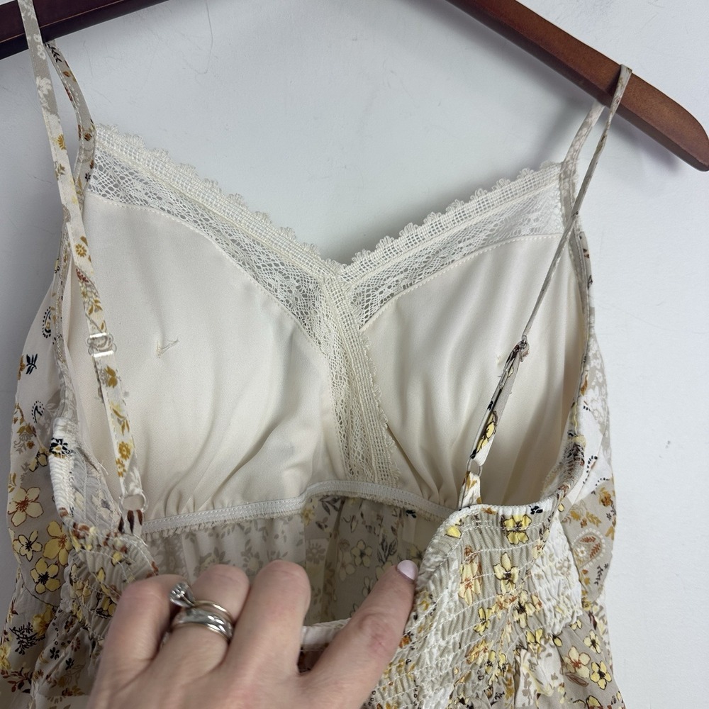 Y2K No Boundaries Smocked Floral Babydoll Top Cottagecore M Aystemtrical Fairy - Picture 6 of 11